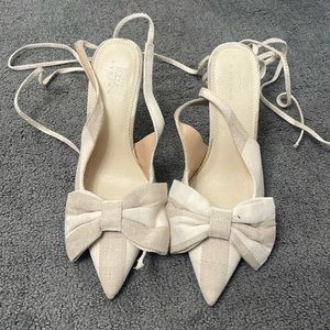 ASOS design heels slightly used bow cream wrap heels